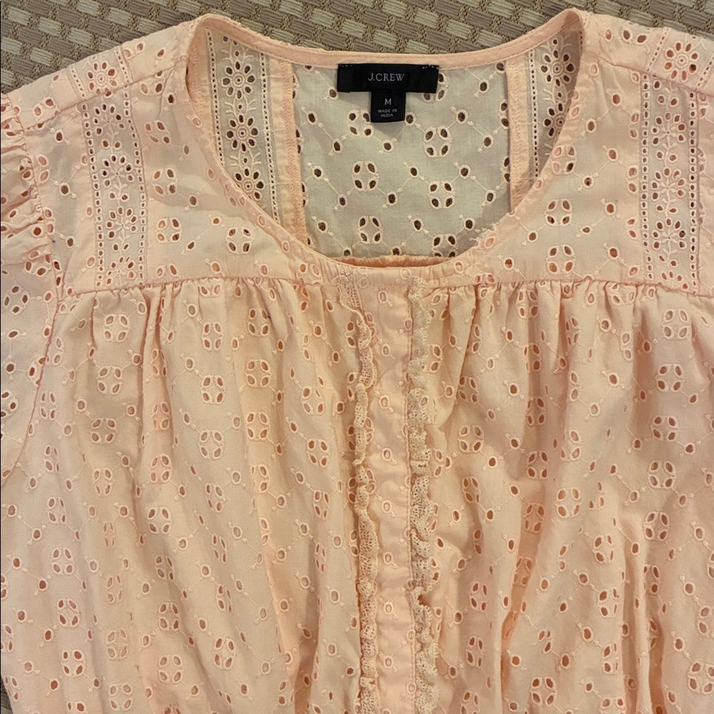 J. Crew Peach Eyelet Blouse - Picture 2 of 5